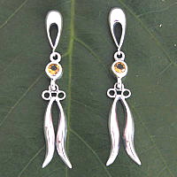 Hanging silver with gemstone Bali earring Hanging silver with gemstone Bali earring
