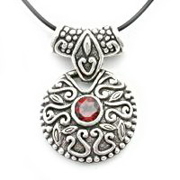 Bali motif silver with gemstone pendant Bali motif silver with gemstone pendant