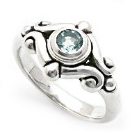 Silver with gemstone ring