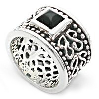 Silver with gemstone band ring Silver with gemstone band ring